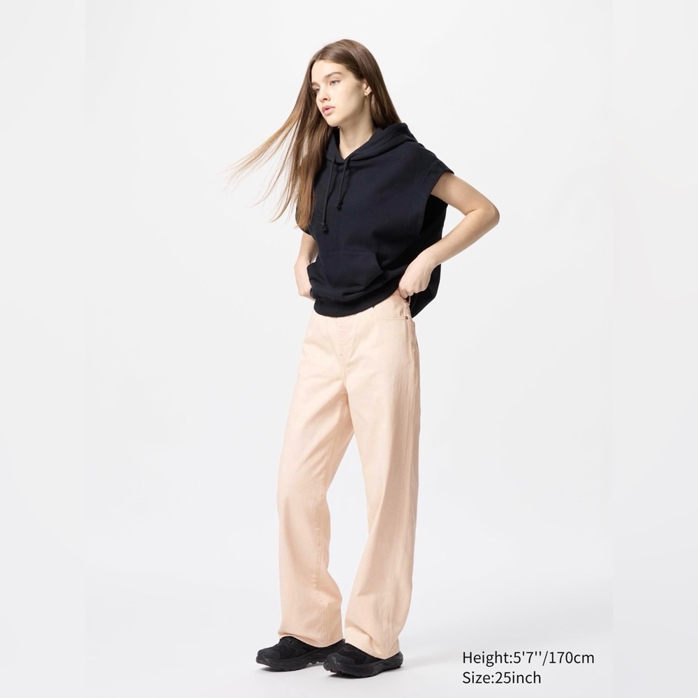 UNIQLO 🎉 Women’s Wide Straight Jeans Pink/Cream Size 27